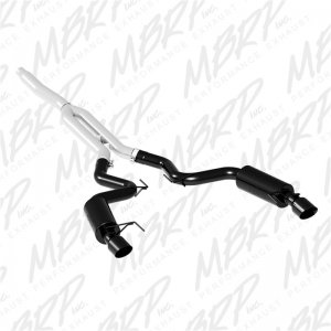 Ford Mustang Performance Exhaust - Dual Split Rear Exit - MBRP - Armor BLK Cat Back, 3 in., Race Version - Black - `15-`19