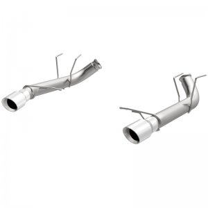 Ford Mustang Performance Exhaust - Rear - Magnaflow - Race Series Axle-Back, Dual Split Rear Exit with 4in. Polished Welded-On Double Wall Angle Cut Folded Edge Tips - `11-`12