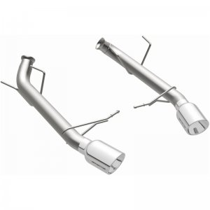 Ford Mustang Performance Exhaust - Rear - Magnaflow - Axle Back, Race Series, Dual Split Rear Exit, 4in. Polished Welded-On Double Wall Angle Cut Rolled Edge Tips - `11-`12