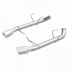 Ford Mustang Performance Exhaust - Rear - Magnaflow - Axle Back, Race Series, Dual Split Rear Exit, 4in. Polished Welded-On Double Wall Angle Cut Rolled Edge Tips - `11-`12