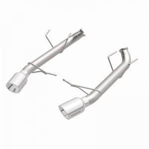Ford Mustang Performance Exhaust - Rear - Magnaflow - Axle Back, Race Series, Dual Split Rear Exit, 4in. Polished Welded-On Double Wall Angle Cut Rolled Edge Tips - `11-`12