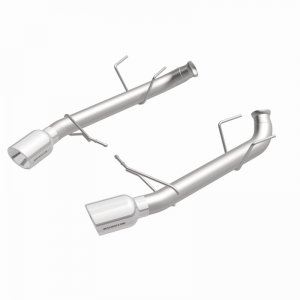 Ford Mustang Performance Exhaust - Rear - Magnaflow - Axle Back, Race Series, Dual Split Rear Exit, 4in. Polished Welded-On Double Wall Angle Cut Rolled Edge Tips - `11-`12