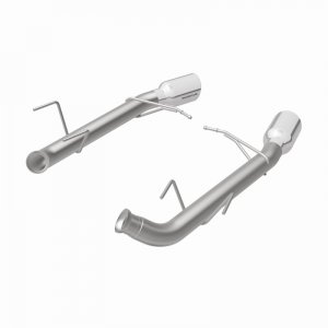 Ford Mustang Performance Exhaust - Rear - Magnaflow - Axle Back, Race Series, Dual Split Rear Exit, 4in. Polished Welded-On Double Wall Angle Cut Rolled Edge Tips - `11-`12