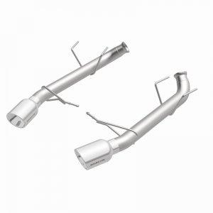 Ford Mustang Performance Exhaust - Rear - Magnaflow - Axle Back, Race Series, Dual Split Rear Exit, 4in. Polished Welded-On Double Wall Angle Cut Rolled Edge Tips - `11-`12