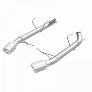 Ford Mustang Performance Exhaust - Rear - Magnaflow - Axle Back, Race Series, Dual Split Rear Exit, 4in. Polished Welded-On Double Wall Angle Cut Rolled Edge Tips - `11-`12