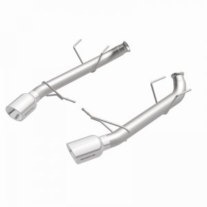Ford Mustang Performance Exhaust - Rear - Magnaflow - Axle Back, Race Series, Dual Split Rear Exit, 4in. Polished Welded-On Double Wall Angle Cut Rolled Edge Tips - `11-`12