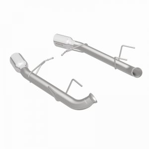 Ford Mustang Performance Exhaust - Rear - Magnaflow - Axle Back, Race Series, Dual Split Rear Exit, 4in. Polished Welded-On Double Wall Angle Cut Rolled Edge Tips - `11-`12