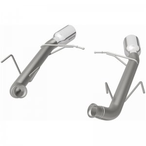 Ford Mustang Performance Exhaust - Rear - Magnaflow - Axle Back, Race Series, Dual Split Rear Exit, 4in. Polished Welded-On Double Wall Angle Cut Rolled Edge Tips - `11-`12