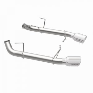 Ford Mustang Performance Exhaust - Rear - Magnaflow - Axle Back, Race Series, Dual Split Rear Exit, 4in. Polished Welded-On Double Wall Angle Cut Rolled Edge Tips - `11-`12