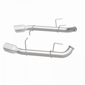 Ford Mustang Performance Exhaust - Rear - Magnaflow - Axle Back, Race Series, Dual Split Rear Exit, 4in. Polished Welded-On Double Wall Angle Cut Rolled Edge Tips - `11-`12