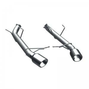 Ford Mustang Performance Exhaust - Rear - Magnaflow - Axle Back, Race Series, Dual Split Rear Exit, 4in. Polished Welded-On Double Wall Angle Cut Rolled Edge Tips - `11-`12