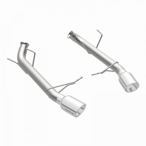 Ford Mustang Performance Exhaust - Rear - Magnaflow - Axle Back, Race Series, Dual Split Rear Exit, 4in. Polished Welded-On Double Wall Angle Cut Rolled Edge Tips - `11-`12