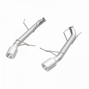 Ford Mustang Performance Exhaust - Rear - Magnaflow - Axle Back, Race Series, Dual Split Rear Exit, 4in. Polished Welded-On Double Wall Angle Cut Rolled Edge Tips - `11-`12
