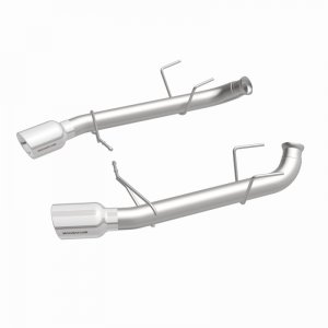 Ford Mustang Performance Exhaust - Rear - Magnaflow - Axle Back, Race Series, Dual Split Rear Exit, 4in. Polished Welded-On Double Wall Angle Cut Rolled Edge Tips - `11-`12