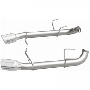 Ford Mustang Performance Exhaust - Rear - Magnaflow - Axle Back, Race Series, Dual Split Rear Exit, 4in. Polished Welded-On Double Wall Angle Cut Rolled Edge Tips - `11-`12