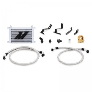 Chevrolet Camaro SS Oil Cooler Kit - Front - Mishimoto - 25-row Stacked Plate with Thermostatic Option - Silver - `16-`17