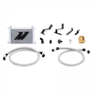 Chevrolet Camaro SS Oil Cooler Kit - Front - Mishimoto - 25-row Stacked Plate with Thermostatic Option - Silver - `16-`17