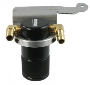 Ford Mustang Oil Catch Can - Moroso - Small Body - Billet Aluminum - Black - `11-`14