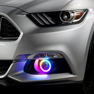 Ford Mustang Fog Light Halo Kit - ORACLE Lighting - Dynamic ColorSHIFT Surface Mount - `15-`17