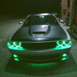 Dodge Challenger Fog Light Halo Kit - ORACLE Lighting - Waterproof LED, Surface Mount, ColorSHIFT - ColorSHIFT - `15-`23