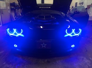 Dodge Challenger Fog Light Halo Kit - ORACLE Lighting - Waterproof LED, Surface Mount, ColorSHIFT - ColorSHIFT - `15-`23