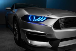 Ford Mustang Headlight Kit w/ Halos - ORACLE Lighting - Dynamic DRL w/ Sequential Turn Signal - ColorSHIFT - `18-`21