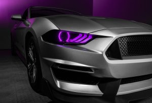 Ford Mustang Headlight Kit w/ Halos - ORACLE Lighting - Dynamic DRL w/ Sequential Turn Signal - ColorSHIFT - `18-`21