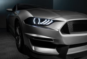 Ford Mustang Headlight Kit w/ Halos - ORACLE Lighting - Dynamic DRL w/ Sequential Turn Signal - ColorSHIFT - `18-`21