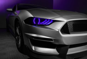 Ford Mustang Headlight Kit w/ Halos - ORACLE Lighting - Dynamic DRL w/ Sequential Turn Signal - ColorSHIFT - `18-`21
