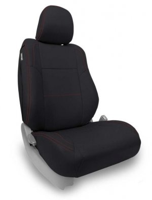 Toyota Tacoma Front Seat Covers - PRP Seats - Fold Flat Edition - Black with Red Stitching - `12-`15