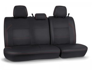 Toyota Tacoma SR/SR5 Seat Cover - Rear Bench - PRP Seats - Double Cab, Marine-grade Vinyl - Black with Red Stitching - `16-`23