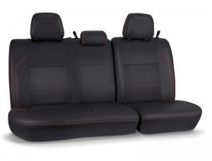 Toyota Tacoma SR/SR5 Seat Cover - Rear Bench - PRP Seats - Double Cab, Marine-grade Vinyl - Black with Red Stitching - `16-`23