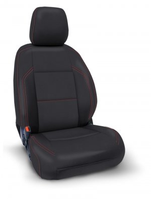Toyota Tacoma SR/SR5 Seat Covers - Front - PRP Seats - Electric Seat Adjusters - Black with Red Stitching - `16-`23