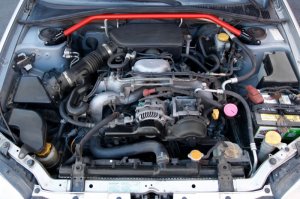 Subaru WRX Strut Brace - Front - Perrin Performance - Red - `02-`07