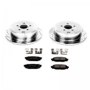 Subaru Impreza Brake Kit - Rear - PowerStop - Drilled & Slotted Rotors + Carbon-Fiber Ceramic Pads - `08-`14