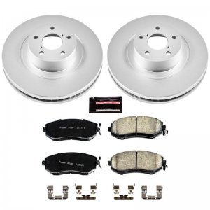 Subaru Impreza Brake Kit - Front - PowerStop - Genuine Geomet Coated Rotors + Z17 Low-Dust Ceramic Pads - `11-`14