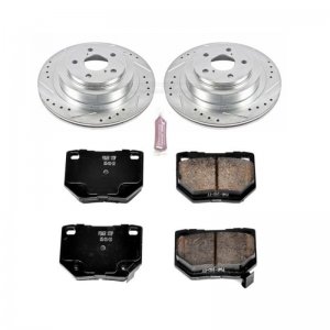 Subaru Impreza Brake Kit - Rear - PowerStop - Drilled & Slotted Rotors + Carbon-Fiber Ceramic Pads - `06-`07