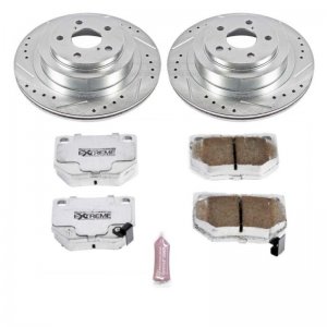 Subaru Impreza Brake Kit - Rear - PowerStop - Drilled & Slotted Rotors + Carbon-Fiber Ceramic Pads - `06-`07