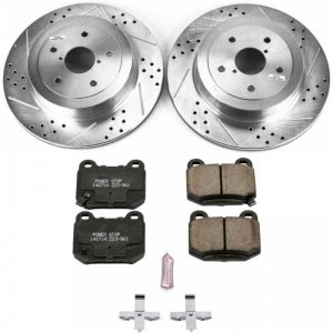 Subaru Impreza Brake Kit - Rear - PowerStop - Drilled & Slotted Rotors + Carbon-Fiber Ceramic Pads - `05-`07
