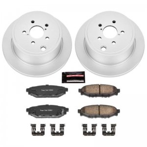 Subaru Impreza Brake Kit - Rear - PowerStop - Genuine Geomet Coated Rotors + Z17 Low-Dust Ceramic Pads + Stainless-Steel Hardware - `08-`14