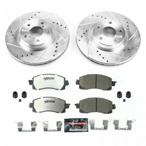 Subaru Impreza Brake Kit - Front - PowerStop - Z26 Street Warrior - Drilled & Slotted Rotors + Carbon-Fiber Ceramic Pads - `17-`19