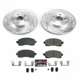 Subaru Impreza Brake Kit - Front - PowerStop - Drilled & Slotted Rotors + Carbon-Fiber Ceramic Pads - `17-`21