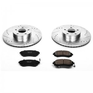 Subaru Impreza Brake Kit - Front - PowerStop - Drilled & Slotted Rotors + Carbon-Fiber Ceramic Pads - `03-`05