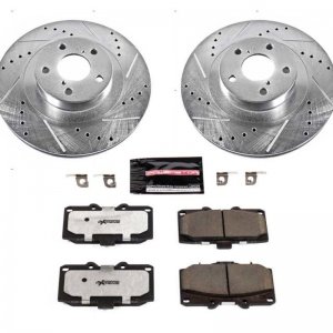 Subaru Impreza Brake Kit - Front - PowerStop - Drilled & Slotted Rotors + Carbon-Fiber Ceramic Pads - `06-`07