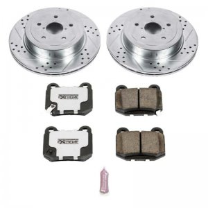 Subaru Impreza Brake Kit - Rear - PowerStop - Drilled & Slotted Rotors + Carbon-Fiber Ceramic Pads - `05-`07