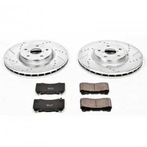 Subaru Impreza Brake Kit - Front - PowerStop - Drilled & Slotted Rotors + Carbon-Fiber Ceramic Pads - `05-`14