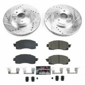 Subaru Impreza Brake Kit - Front - PowerStop - Drilled & Slotted Rotors + Carbon-Fiber Ceramic Pads - `17-`21