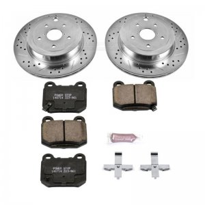Subaru Impreza Brake Kit - Rear - PowerStop - Drilled & Slotted Rotors + Carbon-Fiber Ceramic Pads - `08-`14