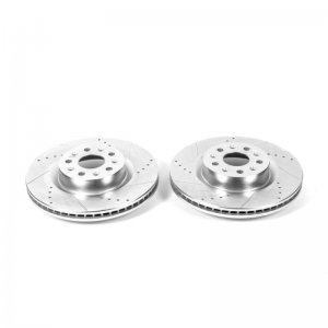 Chevrolet Camaro Brake Rotors (2) - Front - PowerStop - Evolution Drilled & Slotted - Silver - `16-`19