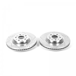 Chevrolet Camaro Brake Rotors (2) - Front - PowerStop - Evolution Drilled & Slotted - Silver - `16-`19